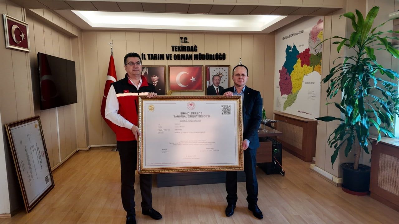 Tekirdağ'da Üç Birliğe Birinci Derece Tarımsal Örgüt Belgesi