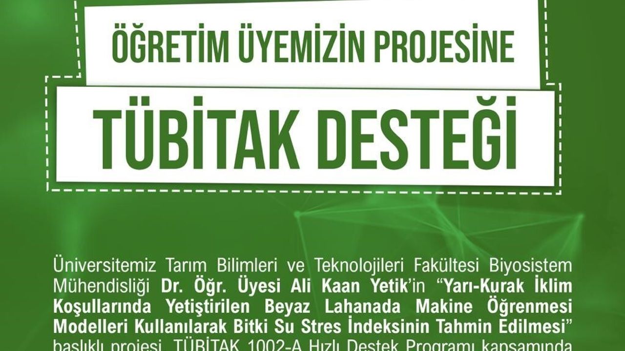 TÜBİTAK Desteği: Yapay Zeka ile Beyaz Lahanada Su Stresi Tahmini