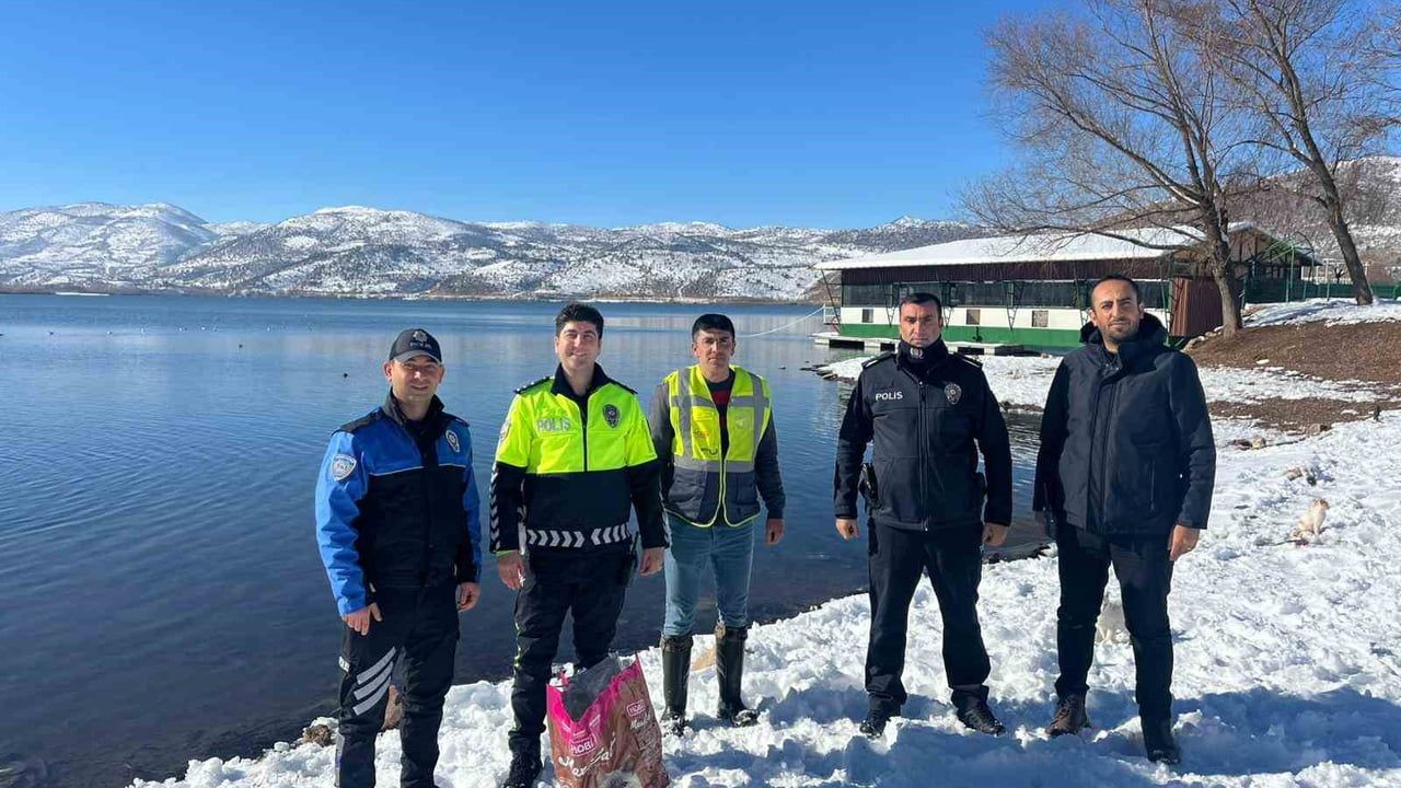 Adıyaman Gölbaşı'da Polis Sokak Hayvanlarına Mama Bıraktı