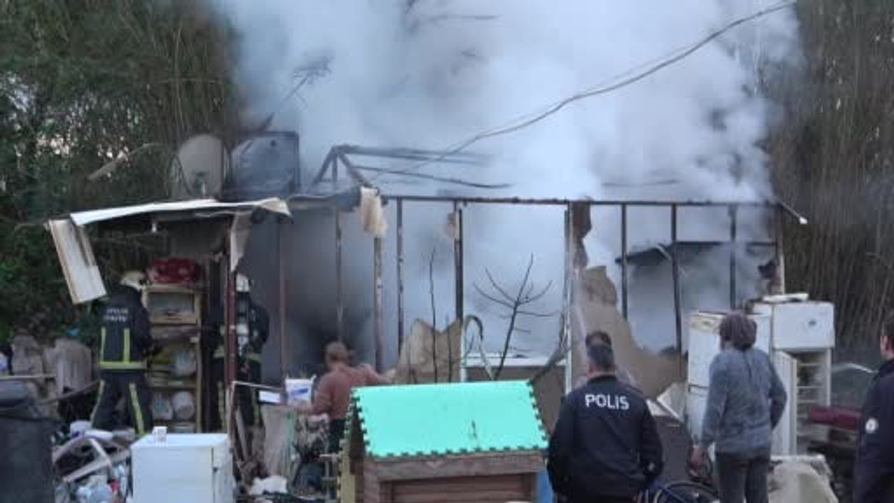 Antalya Muratpaşa'da konteyner ev yangını: 2 kedi telef oldu