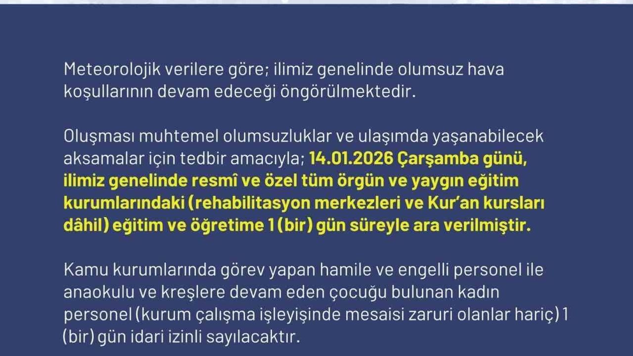 Ardahan'da Kar Yağışı: Eğitim-Öğretime 14 Ocak Çarşamba Ara