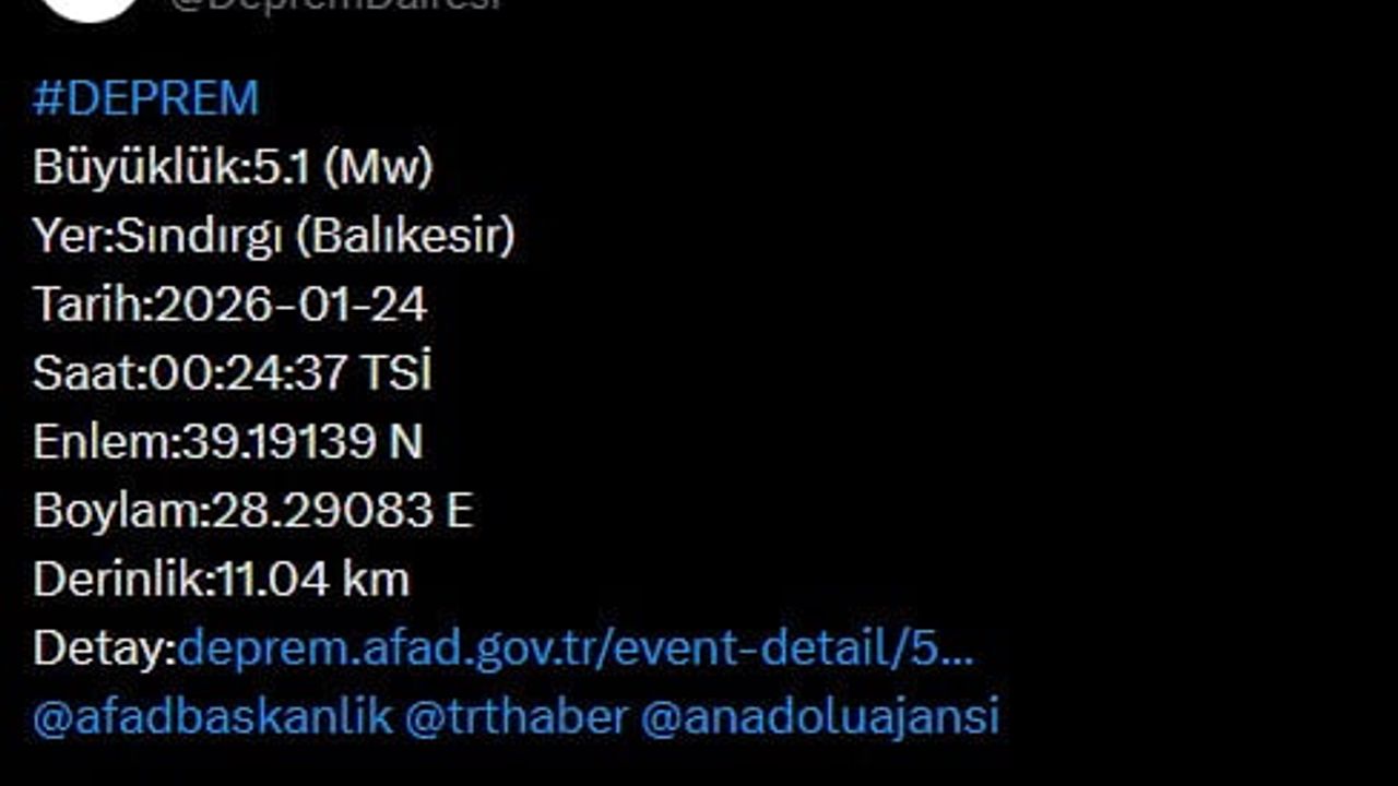 Balıkesir'de 5.1 Deprem: Valilikten 'Olumsuz Durum Yok' Açıklaması