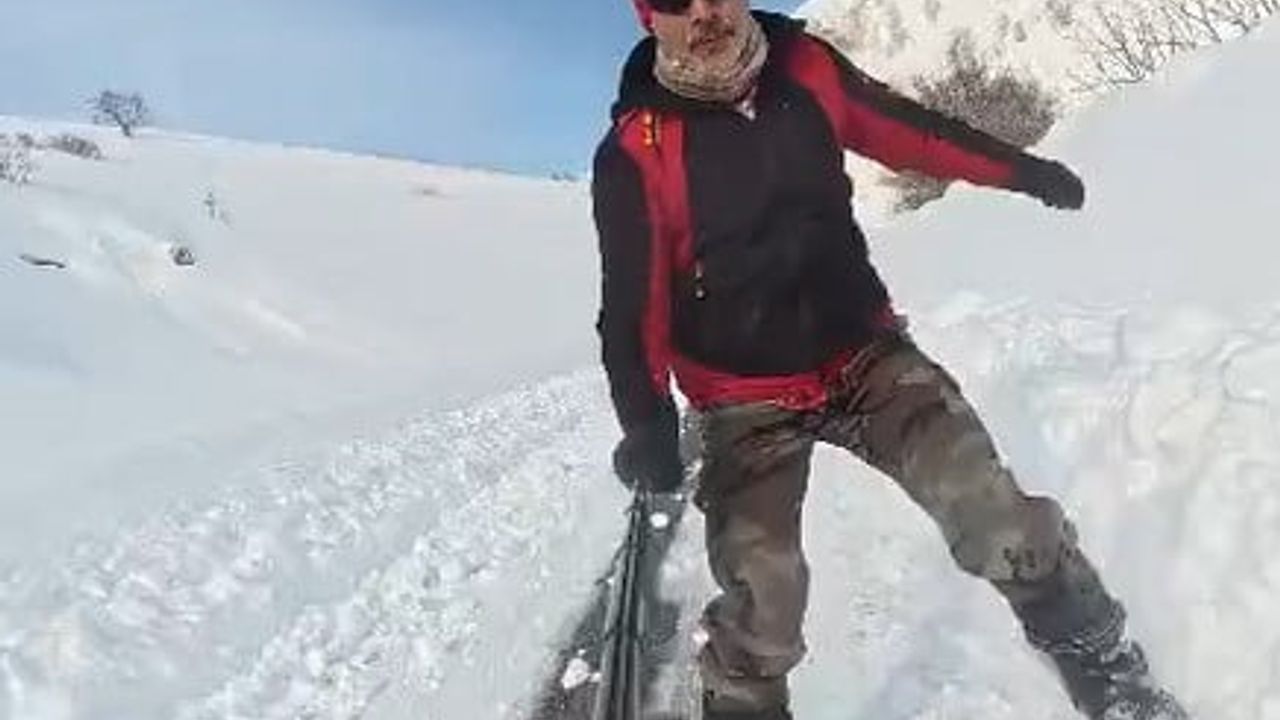 Başçiftlik’te Köy Yolu Piste Dönüştü: Kayak Tutkunları Palandöken’e Gidemeyince