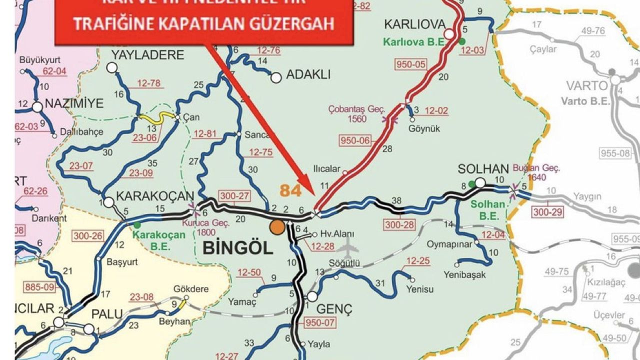 Bingöl-Erzurum Karayolu Tır Trafiğine Kapandı
