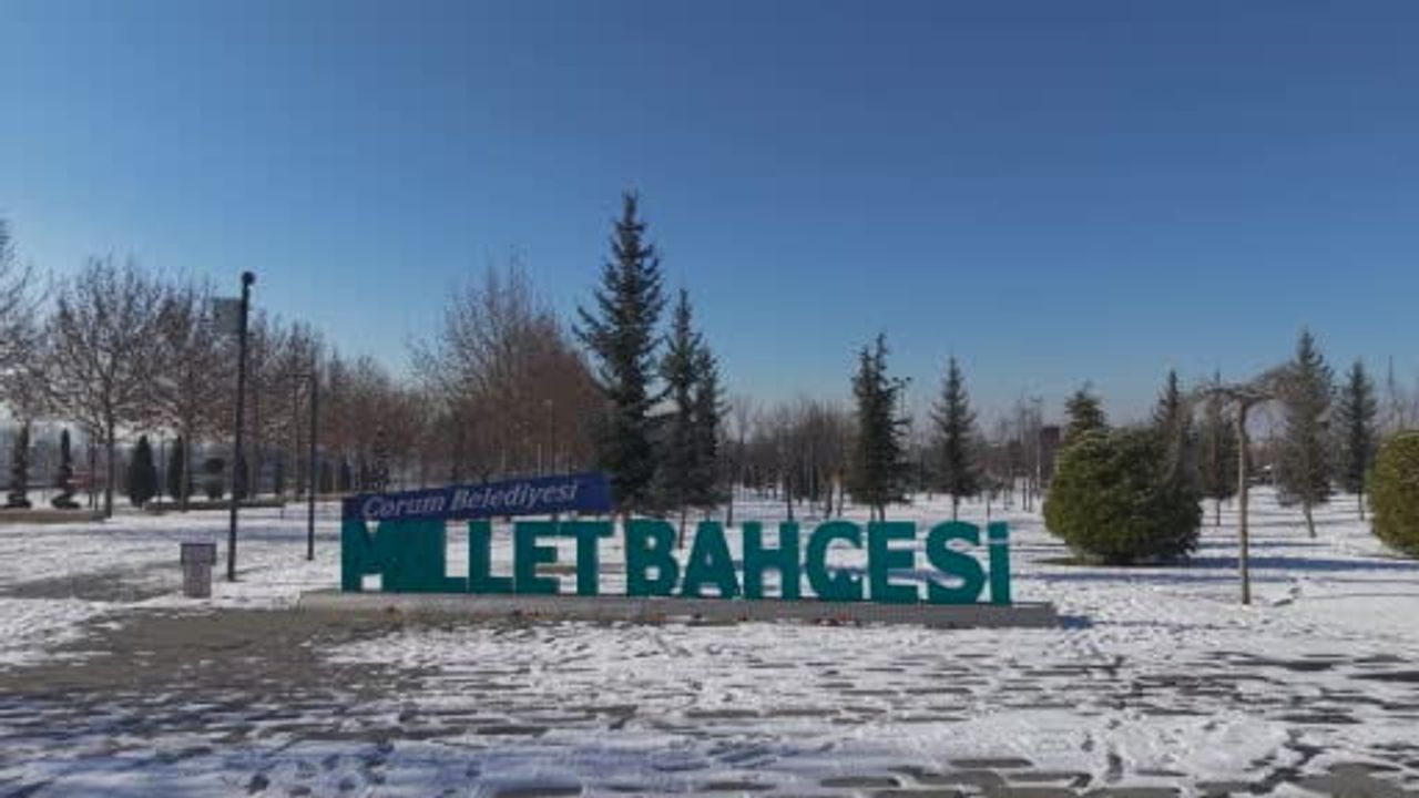 Çorum Millet Bahçesi Kartpostallık Kar Manzarası