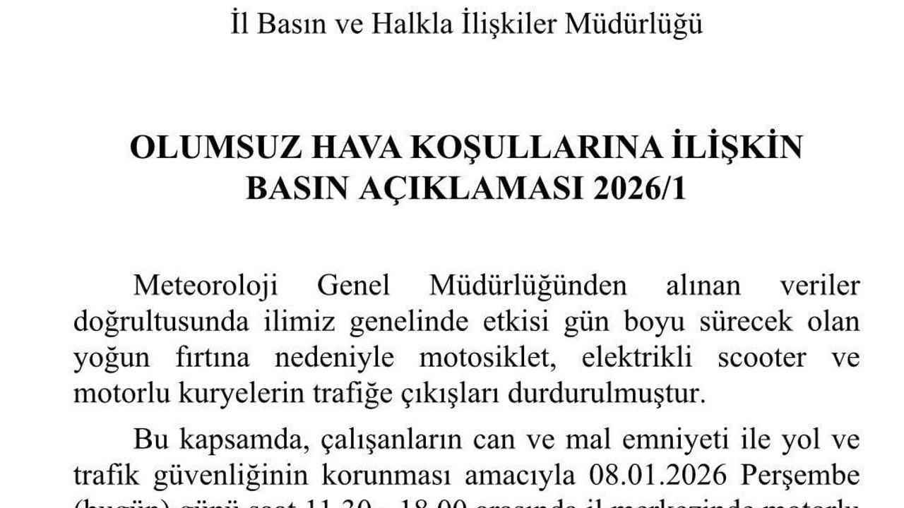 Denizli'de Fırtına: Motosiklet ve Motorlu Kurye Çıkışları Durduruldu