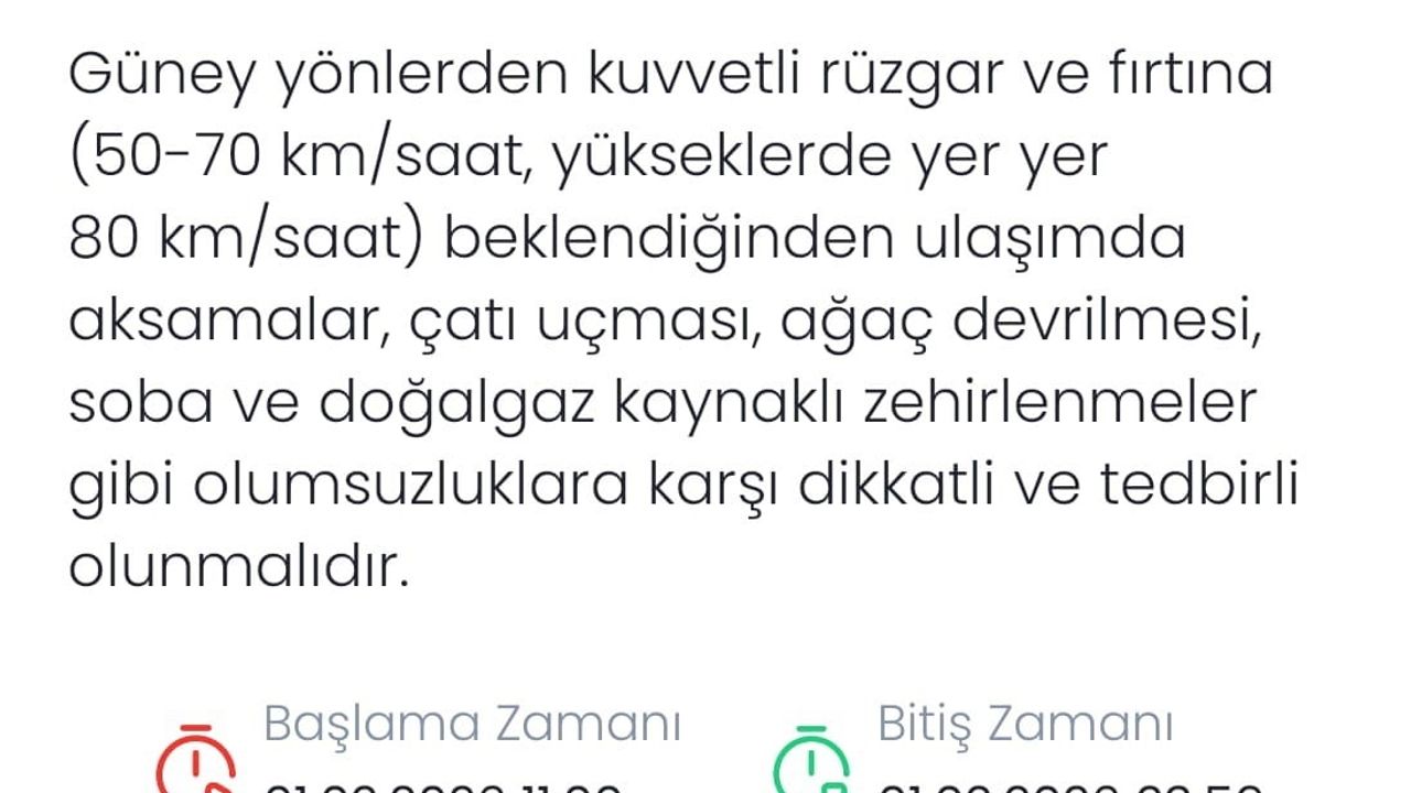 Denizli'ye Fırtına Uyarısı: 1 Şubat 2026