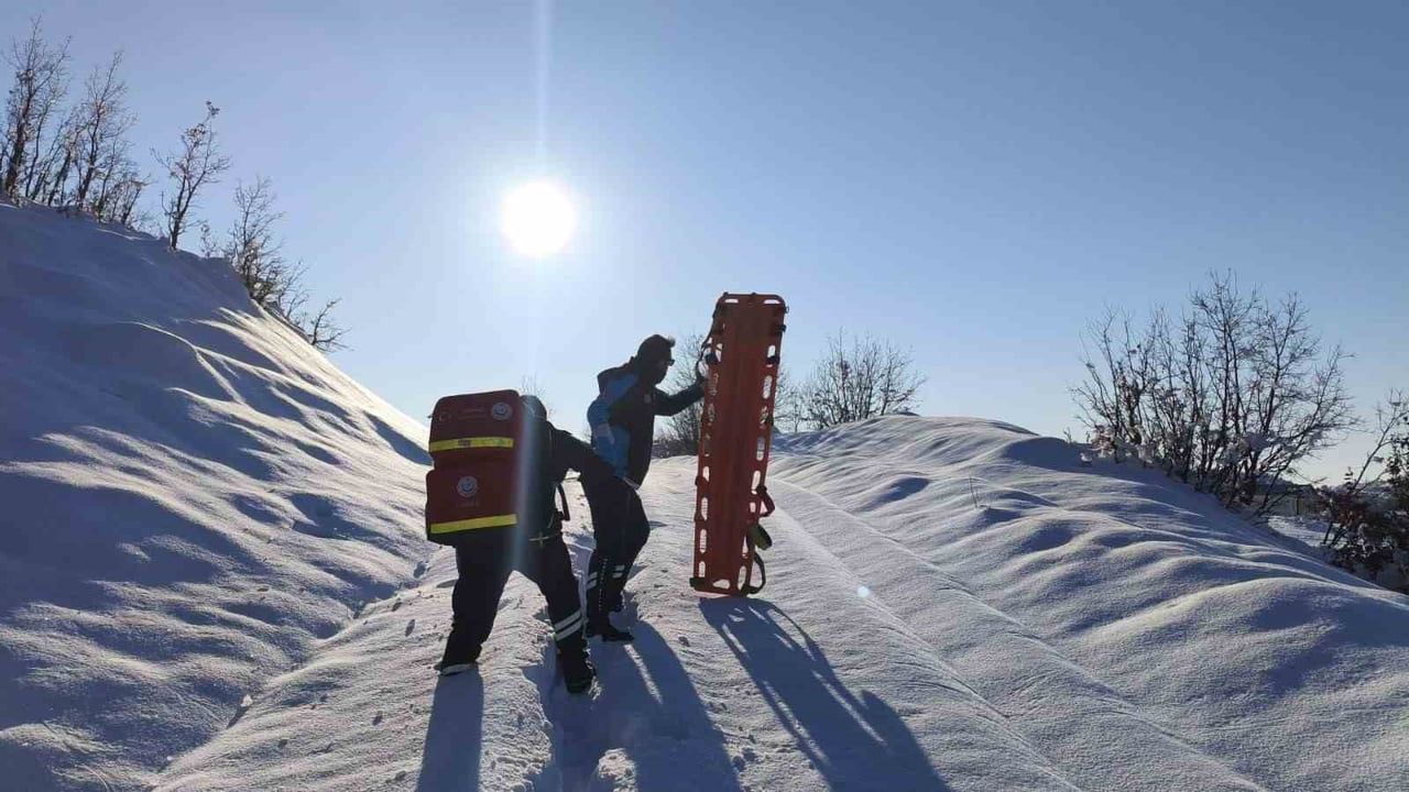 Diyarbakır'da UMKE ve jandarma 1,5 Kilometrelik Karda Yürüyerek Hastaya Ulaştı