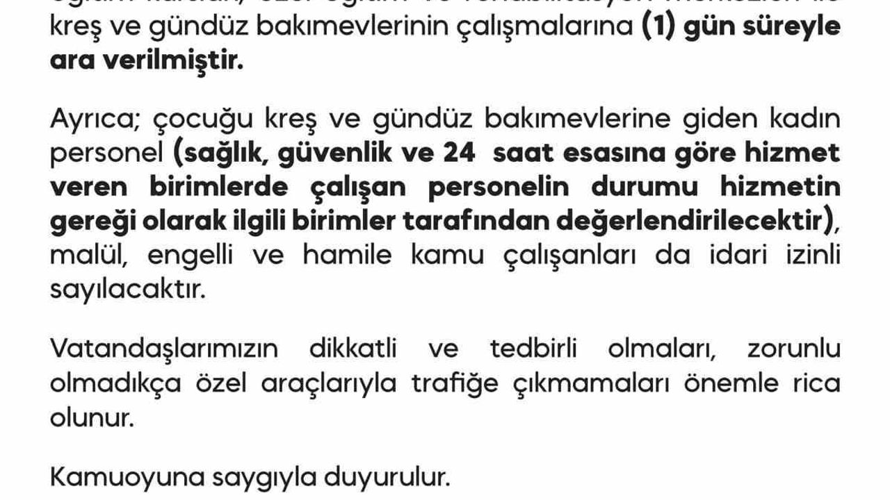 Diyarbakır'da Yoğun Kar: 23 Ocak 2026'de Kreş ve Özel Eğitim Merkezlerine 1 Gün Ara