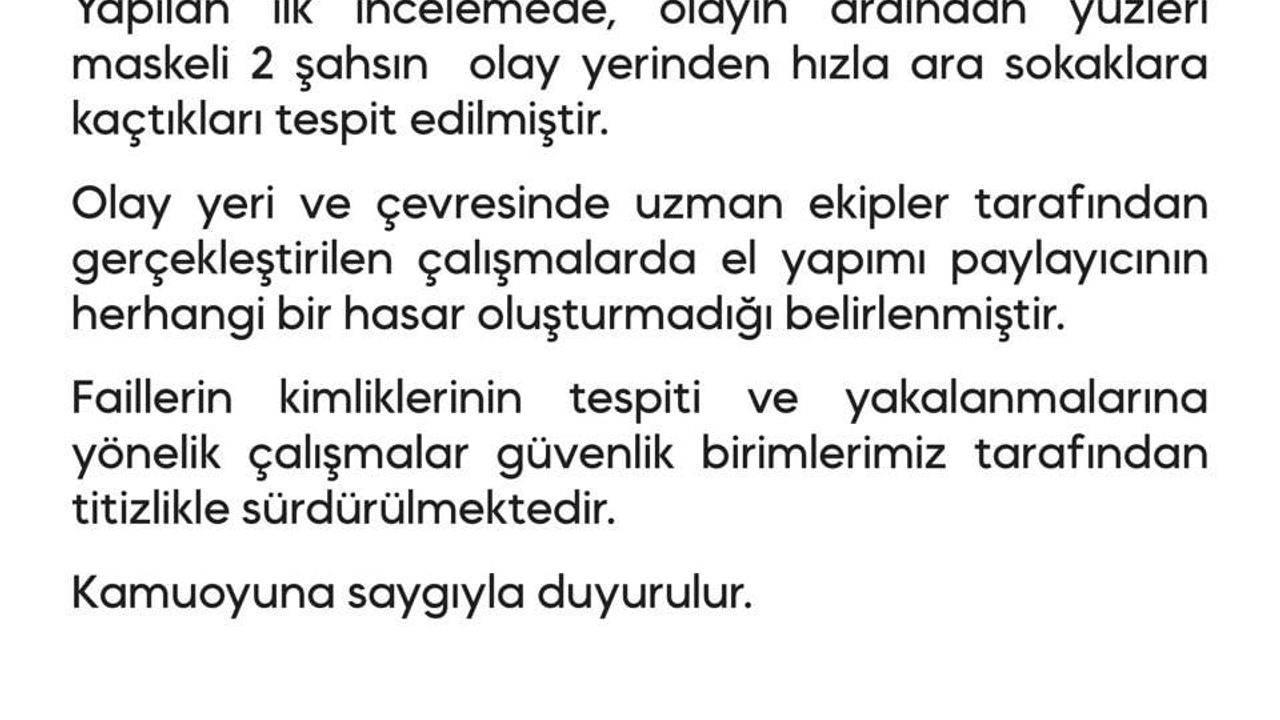 Diyarbakır Emniyet Müdürlüğü'ne EYP Girişimi: 25 Ocak 2026'de El Yapımı Patlayıcı Atıldı