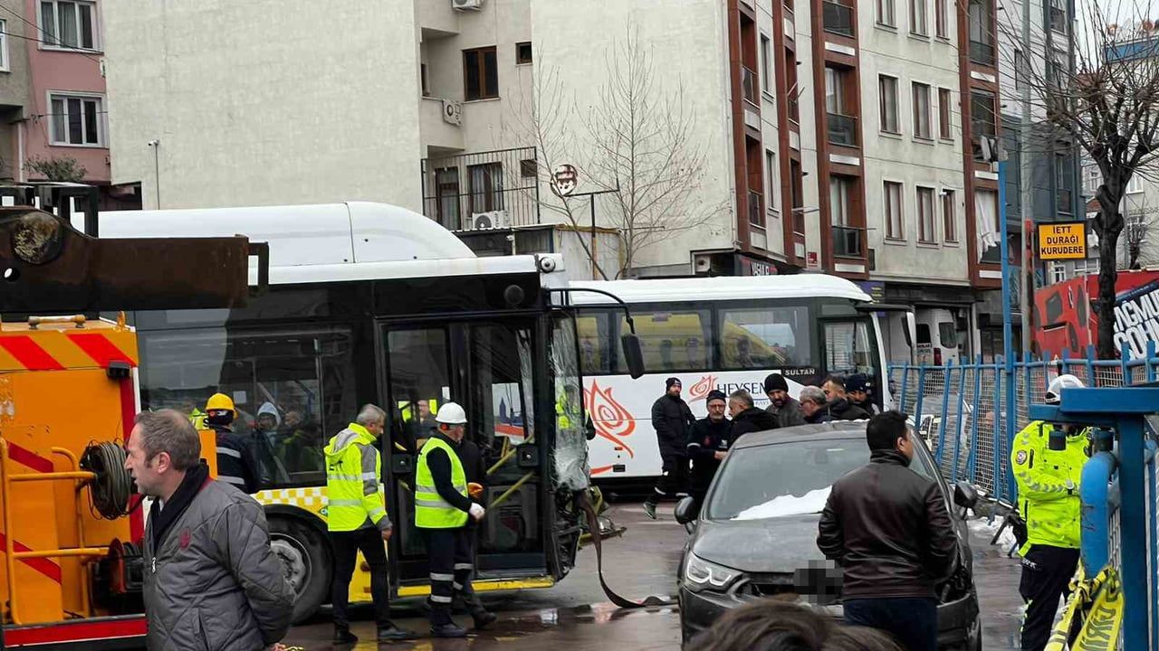 Esenler'de İETT otobüsü otoparka daldı — Facianın eşiğinden dönüldü