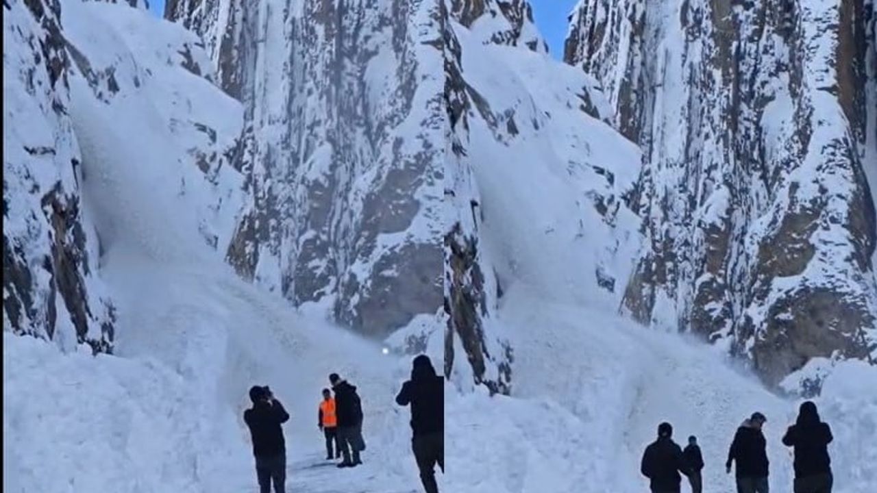 Hakkari Çukurca'da Çığ Anbean Görüntülendi — Van-Çukurca Yolu Tehlikede