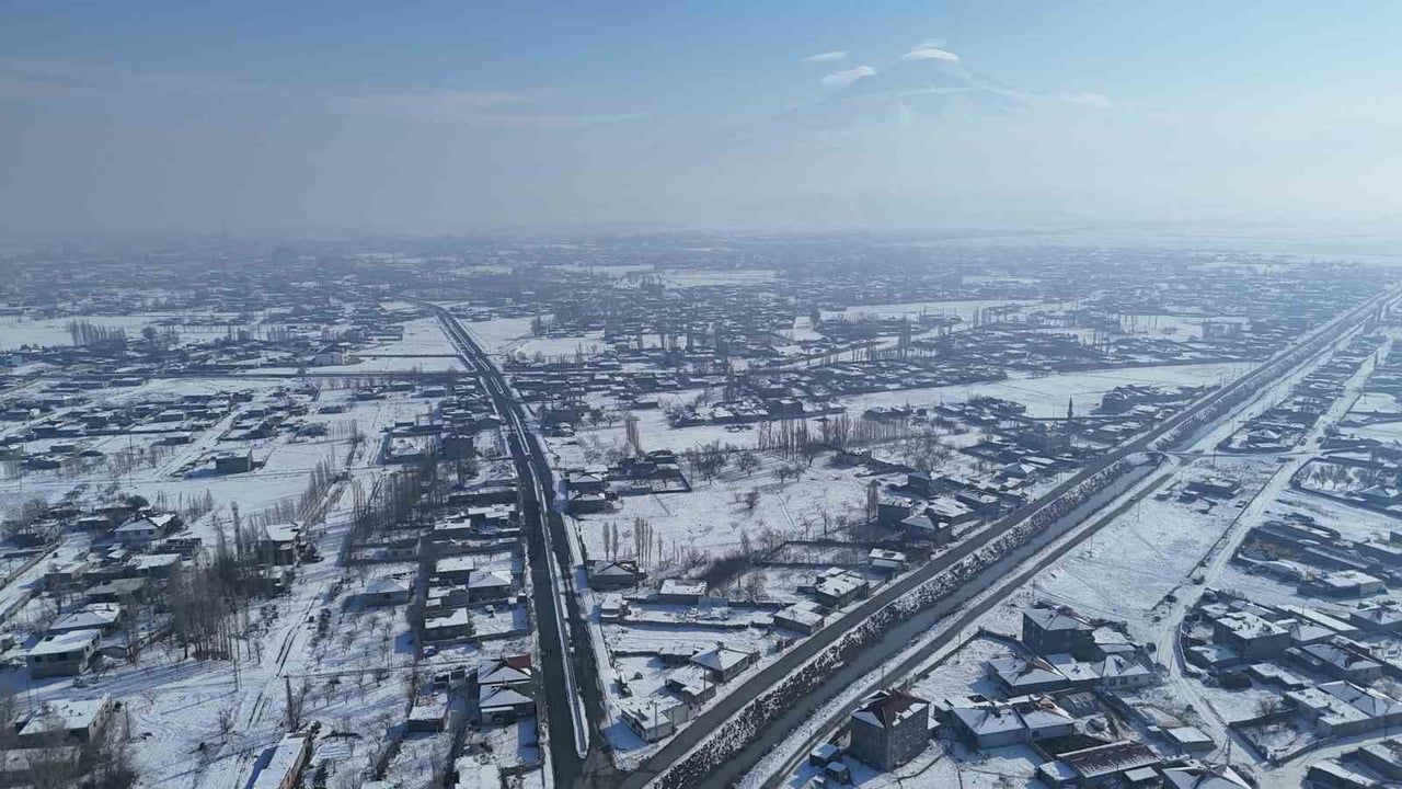 Iğdır’da Kar Manzarası Havadan Görüntülendi