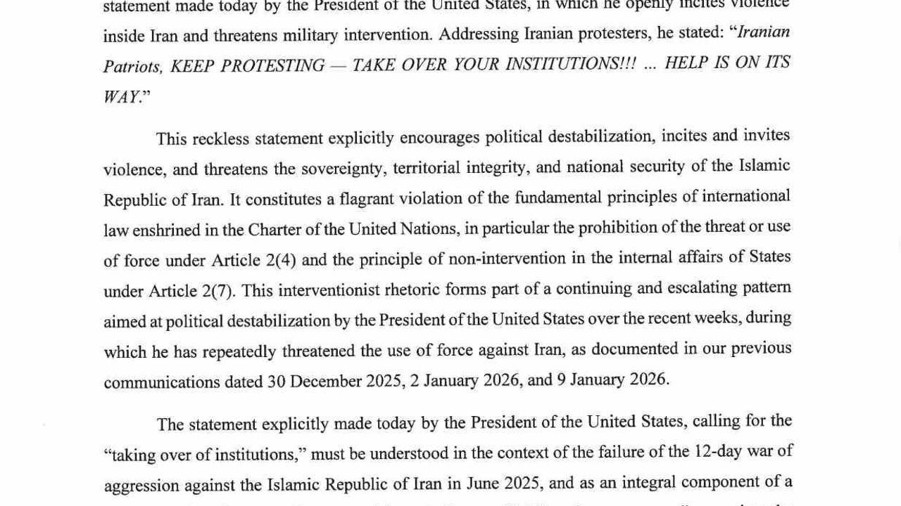 İran'dan BM'ye Mektup: Trump'ı Suçladı, ABD ve İsrail Protestolardaki Ölümlerle Suçlanıyor