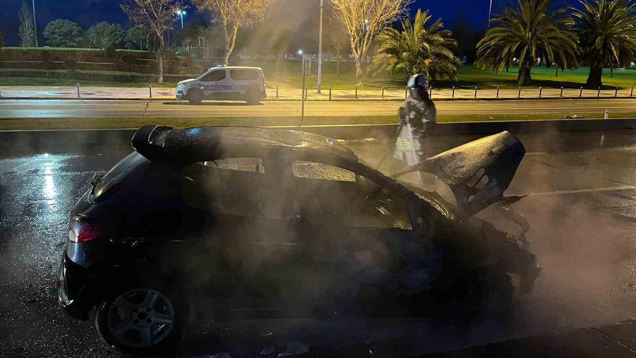 Maltepe'de Seyir Halindeki Peugeot Alev Aldı