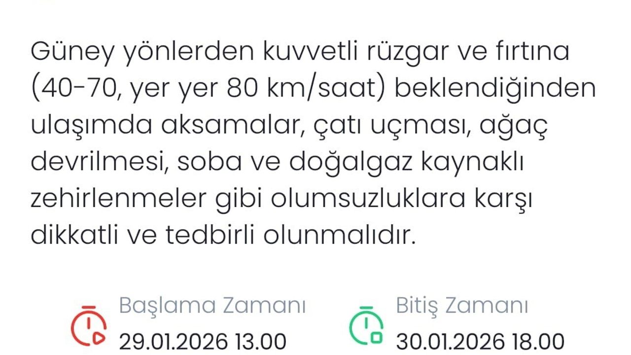 Meteoroloji'den Denizli'ye Fırtına Uyarısı