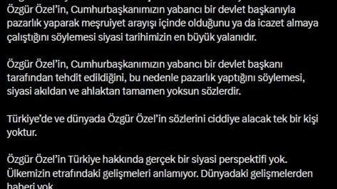 Ömer Çelik: Özgür Özel 'İftira Üretim Merkezi' ve 'Yalan Siyaseti'