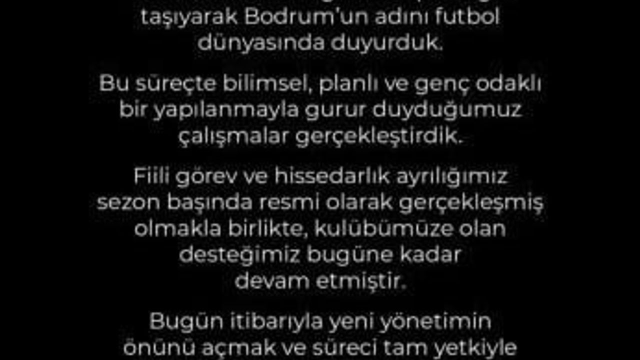 Öztürk Ailesi Bodrum FK’daki Sorumluluklarını Resmen Devretti