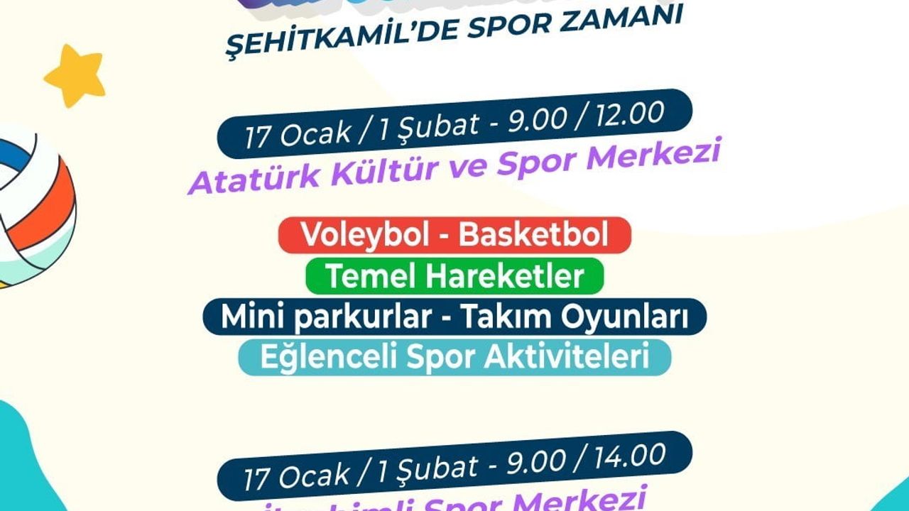 Şehitkamil'de Yarıyıl Tatili Spor Şenliği Başlıyor