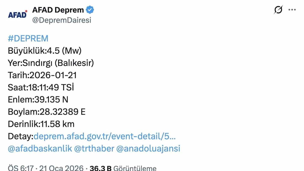 Sındırgı'daki 4.5'lik Deprem Bursa'da da Hissedildi