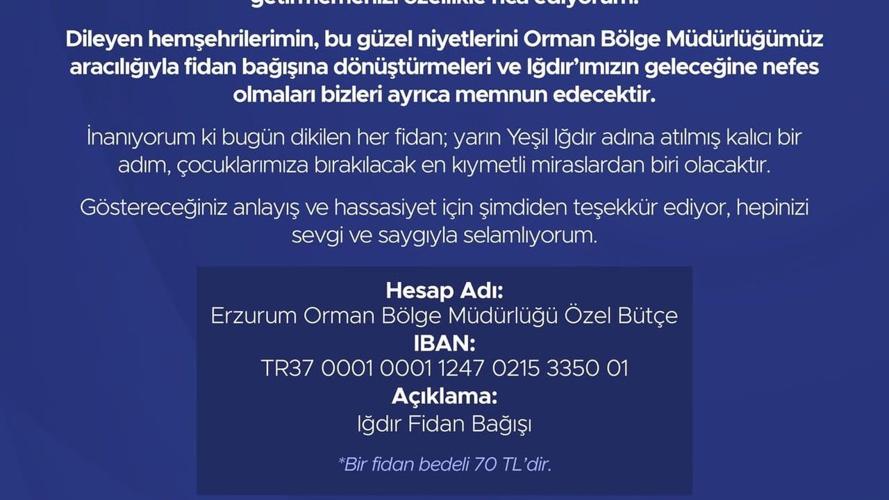 Vali Taşolar'dan çağrı: Çiçek yerine fidan bağışı