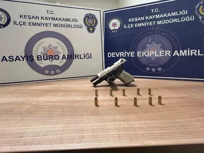 Keşan’da ateş ihbarı üzerine yapılan kontrolde şüphelinin üstünden tabanca çıktı