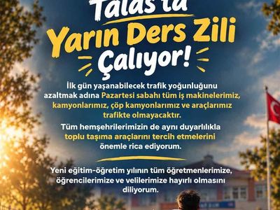 Trafikte aksama yaşanmaması için Talas belediyesinden ilk gün düzenlemesi
