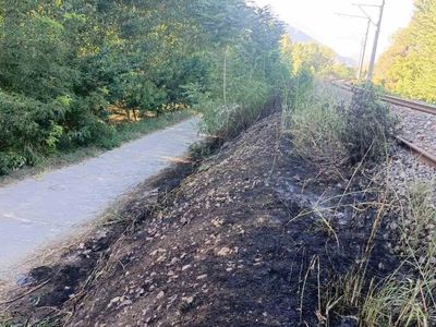 Bilecik'te YHT hattı kenarında yaklaşık 10 metrekarelik ot ve çalılık yangını kontrol altına alındı