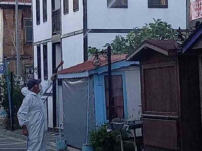 Muhtardan örnek müdahale: tulumla kahverengi kokarcaya karşı ilaçlama yaptı