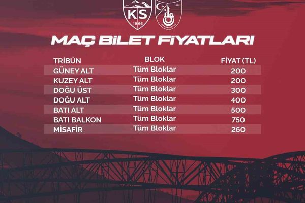 Kayserispor ile İstanbulspor arasındaki maça biletler satışta