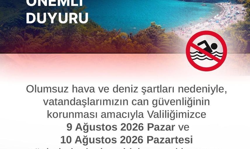Zonguldak'ta olumsuz deniz koşulları nedeniyle 9-10 ağustos denize girilmesi yasaklandı