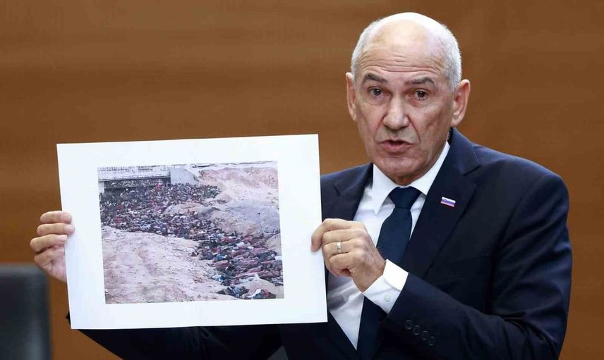 Jansa'nın parlamentoda fotoğraf gafı: Gazze'yi Sudan sandı