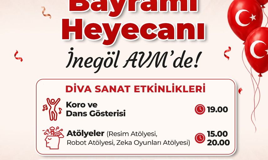İnegöl AVM meydanında 30 ağustos coşkusu: gün boyu müzik, atölye ve spor