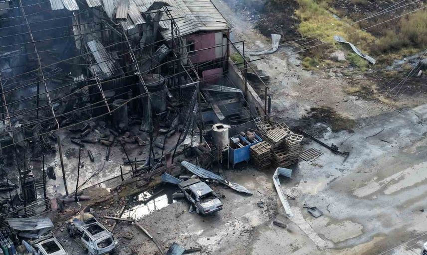 Salihli'de dron görüntüleriyle ortaya çıkan gaz tesisi patlamasının etkileri
