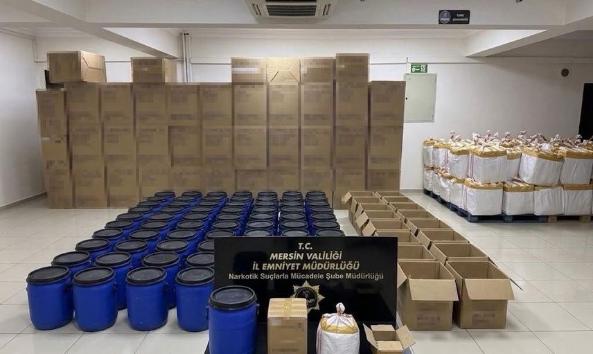 mersin'de depoda 6 milyon kapsül ve 1,25 ton sentetik madde ele geçirildi