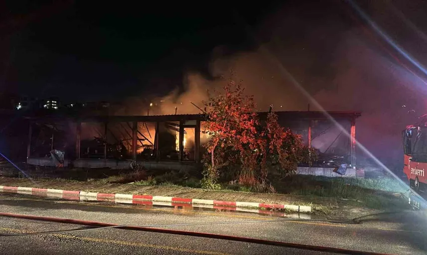 Alevlerin yükseldiği mobilya imalathanesi Yalova'da kontrol altına alındı