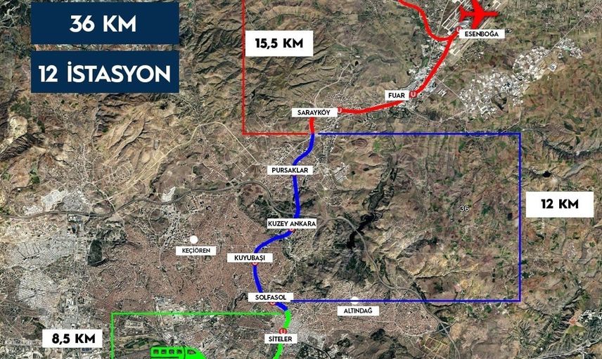 Ankara'da ulaşımı hızlandıracak yeni hat: YHT gar ile Esenboğa arası 36 km ray