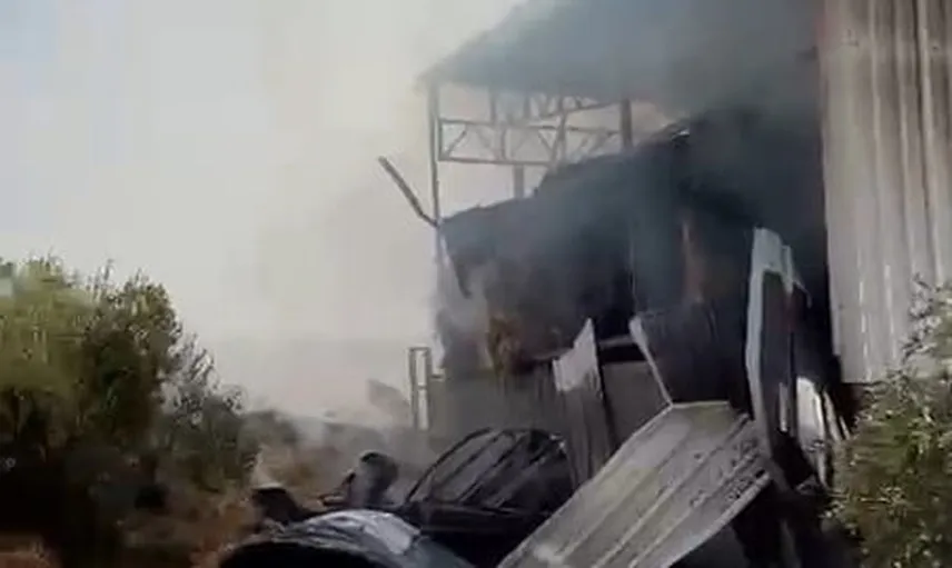 Nizip'te samanlıkta yangın itfaiye ve jandarma müdahale ediyor