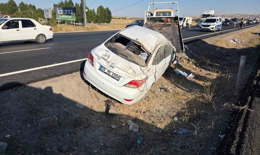 Elmadağ'da takla atan otomobilde 2'si çocuk 4 kişi yaralandı