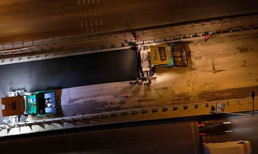 İzmit'te Yahya Kaptan Köprüsü gece mesaisiyle yenilendi