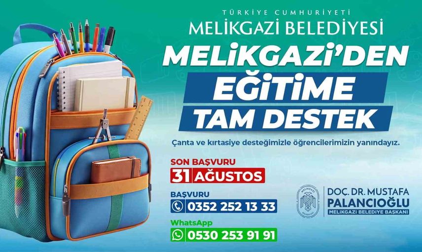 Eğitime destek: Melikgazi'den ilkokul ve ortaokul öğrencilerine çanta ve kırtasiye