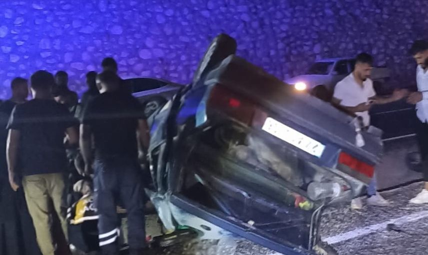 Tekeri fırlayan otomobil Kurugöl mevkiinde devrildi: 5 yaralı