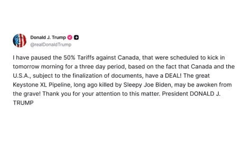 Taviz mi geçici çözüm mü: Trump Kanada'ya yüzde 50'lik vergiyi üç günlüğüne askıya aldı