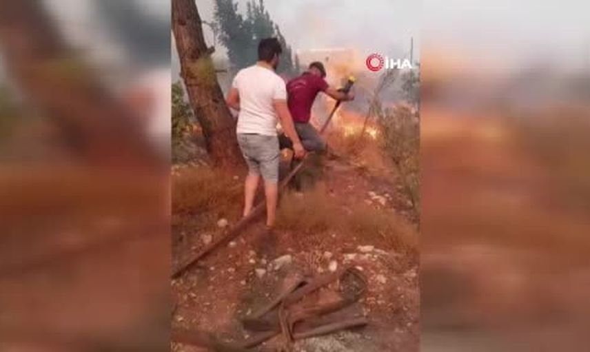 Kaş'ta alevlere karşı seferberlik: vatandaşlar ve itfaiye birlikte müdahale etti