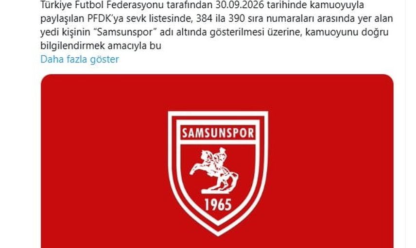 Kulüp ve dernek ayrımı: Samsunspor'dan PFDK'ya resmi itiraz