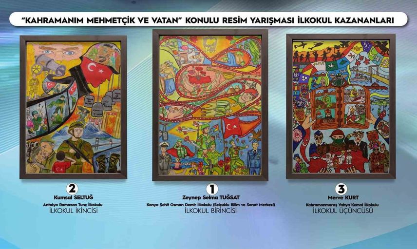 Öğrencilerin fırçasından vatan sevgisi: kahramanım Mehmetçik ve vatan yarışmasında kazananlar belli