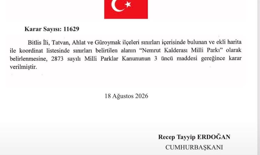 Nemrut kalderasına milli park statüsü: Bitlis’in korunmuş alanı resmileşti