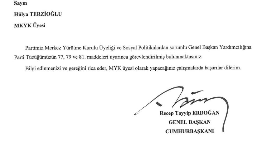 Hülya Terzioğlu sosyal politikalardan sorumlu genel başkan yardımcısı oldu