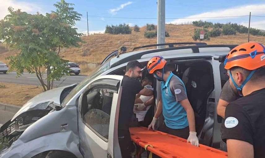 Bingöl'de yayla yolunda direğe çarpan hafif ticari aracın sürücüsü yaralandı