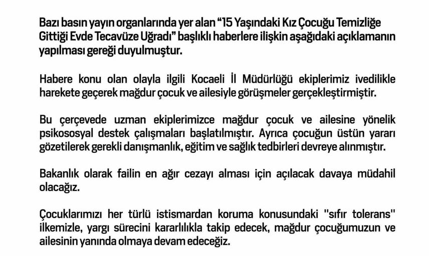 Bakanlık yargıda: 15 yaşındaki mağdurun davasına müdahil olma kararı
